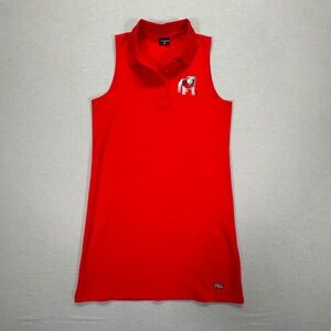 Hype and Vice Georgia Bulldogs Womens Red Ribbed Sleeveless Polo Dress Large UGA